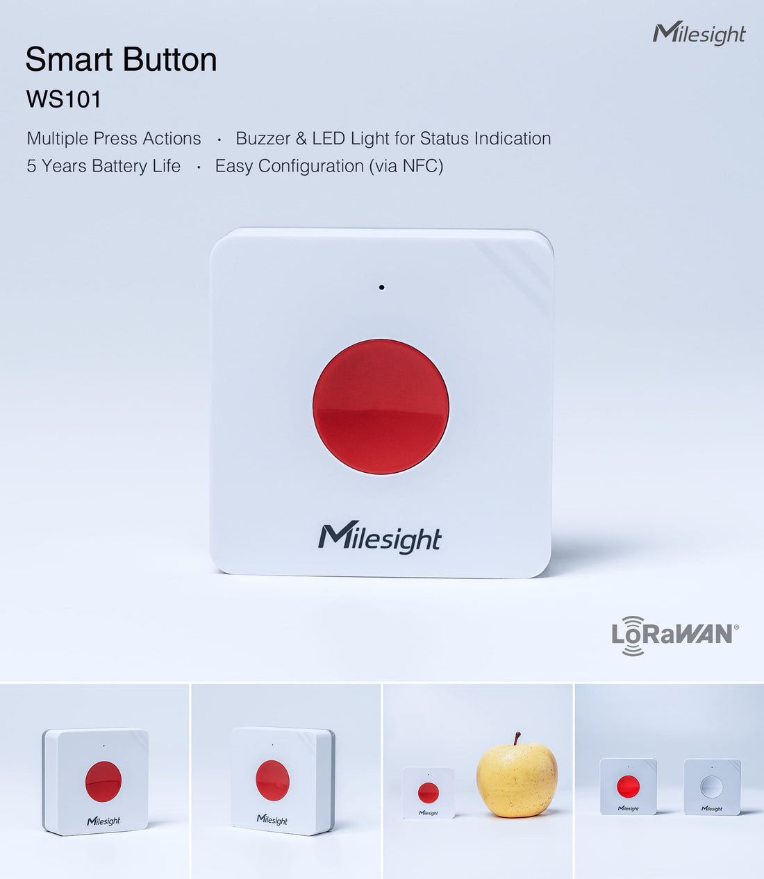 Milesight WS101: the LoRaWAN® smart button for instant actions, scenes and SOS
